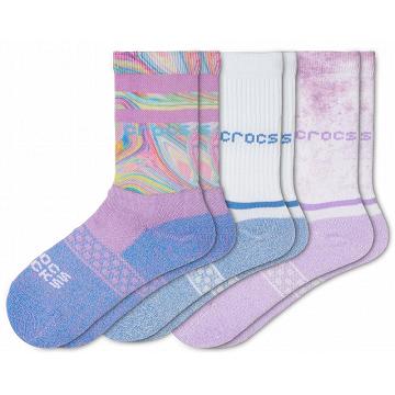 Calcetines Crocs Crew Seasonal 3-Pack Niña Rosas Multicolor | Mexico 1686BEXC